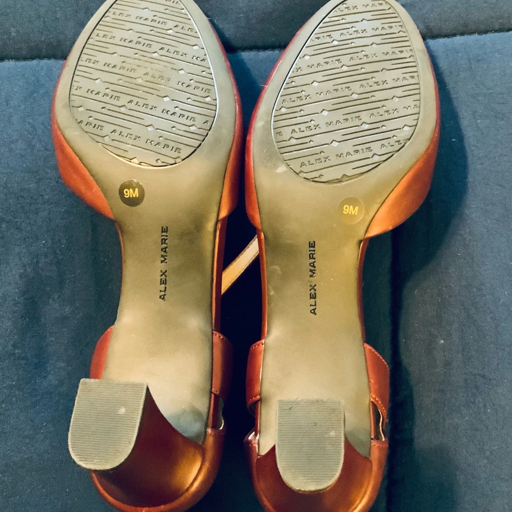 Alex Marie Women's Burgundy Leather Ankle-Strap Pumps - Picture 5 of 7